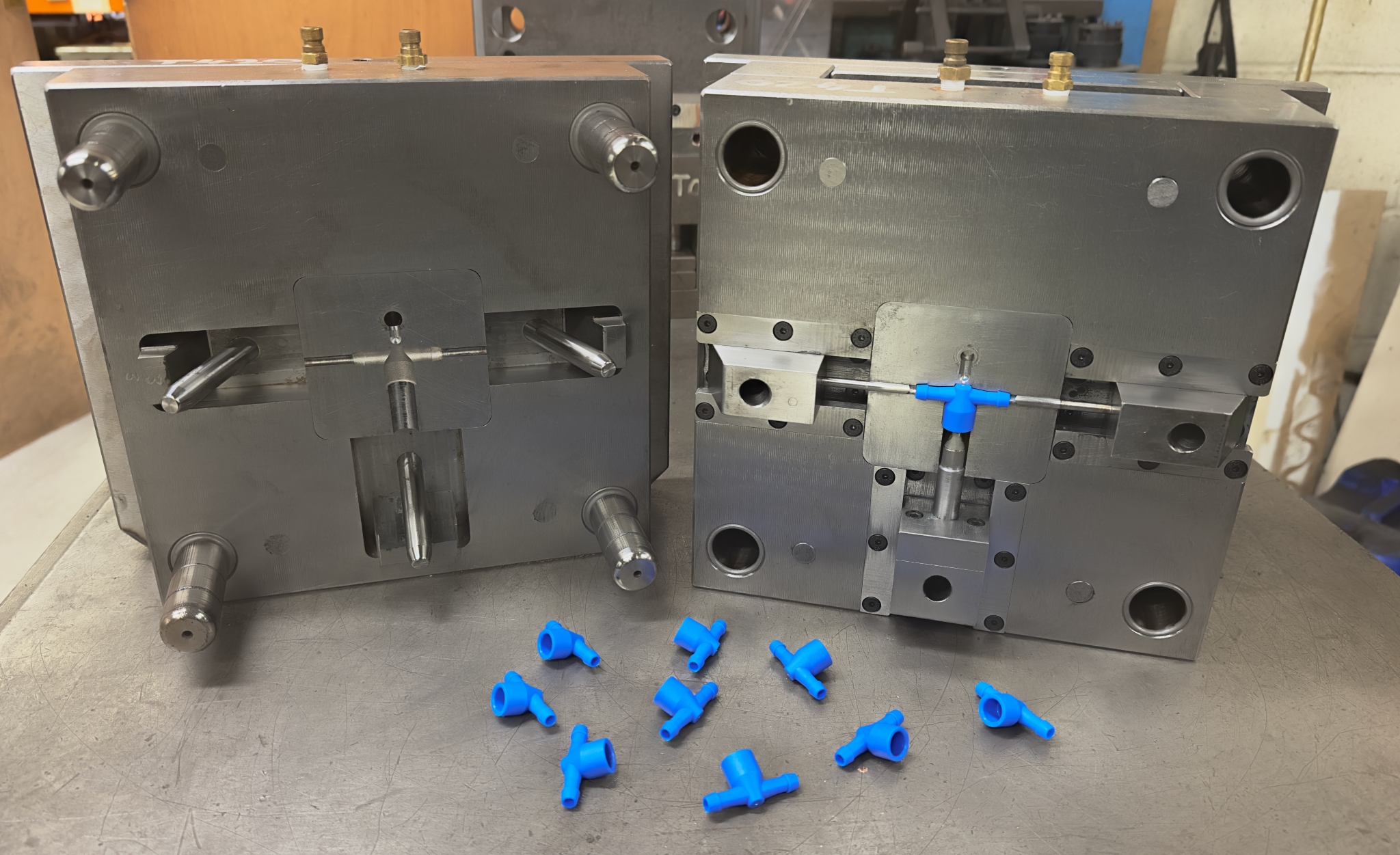 blue plastic parts and mould tool